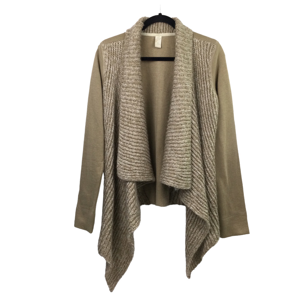 PrAna Tan Waterfall Wool Blend Knit Long Sleeve Open Cardigan Women’s Size M